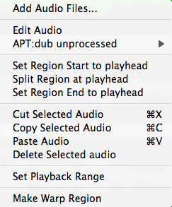 Edit Audio Menu with Process